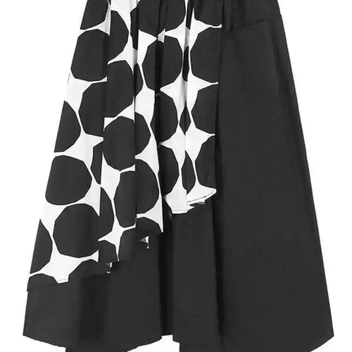 Load image into Gallery viewer, High Elastic Waist Black Dot Printed Irregular A-line Half-body Skirt Women Fashion Tide New Spring Autumn 2025 1DH6191
