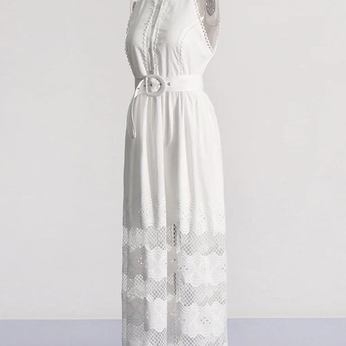 Load image into Gallery viewer, Patchwork Belt Solid Elegant Dresses For Women Lapel Sleeveless High Waist Spliced Tassel Minimalist Dress Female Fashion
