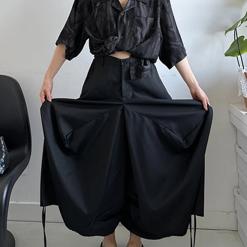 Load image into Gallery viewer, High Elastic Waist Black Irregular Bandage Shaped Wide Leg Pants New Trousers Women Fashion Spring Autumn 2025 1DJ1234
