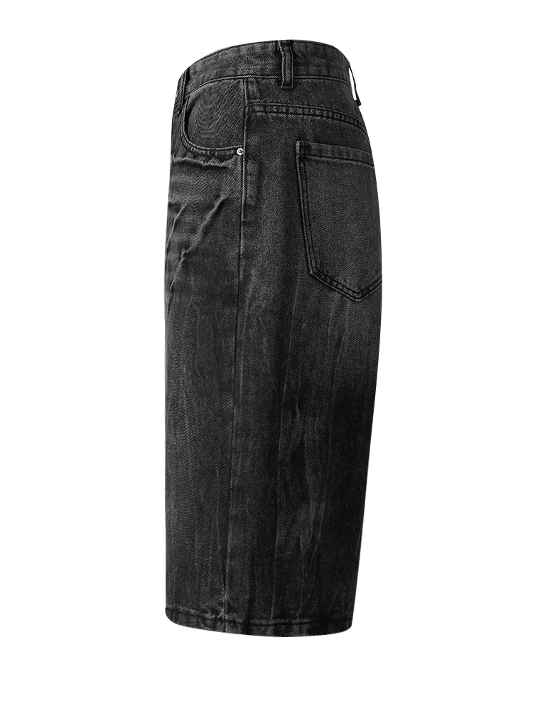 High Waist Black Denim Casual Knee Length Wide Leg Jeans New Women Trousers Fashion Tide Spring Summer 2025 CPG3271