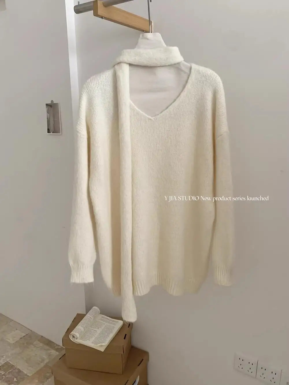 Fashion Popular 2024 Autumn Winter Women's New Solid V Neck Short Pullover Sweater French  Long Sleeve Versatile Tops Simplicity