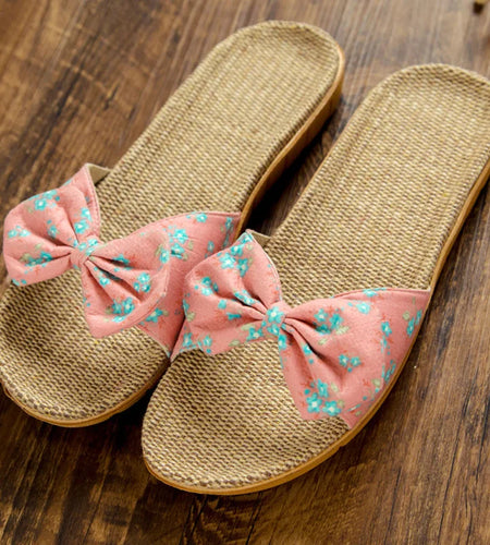 Women Slippers Spring Summer Home Shoes Women Casual Bow-knot Flip Flops Soft Breathable Slides Beach Sandals Female