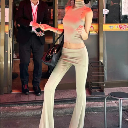 Load image into Gallery viewer, Fashion Sleeveless Tank Top Tight Pants Women's Set Solid Color Slim Two Piece Flare Pants Female Casual Street 2024
