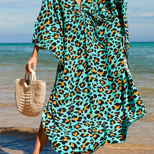 Load image into Gallery viewer, Sexy Zebra Printed V Neck Tunic Beach Cover Up Cover-ups Beach Dress Beach Wear Beachwear Beach Long Dress Female Women V4159
