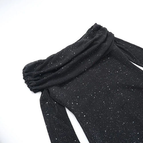 Load image into Gallery viewer, Glitter Off-shoulder Sexy Maxi Dress For Women Gown Black Strapless Long Sleeve Bodycon Club Party Sparkle Long Dress
