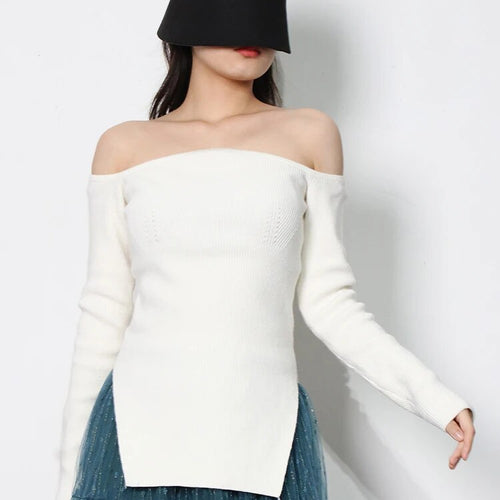 Load image into Gallery viewer, Solid Minimalist Sweater For Women Square Collar Long Sleeve Slim Knitting Pullover Female Fashion Clothing
