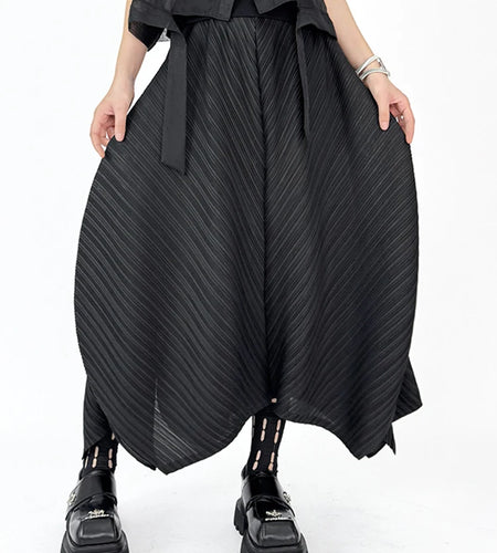 High Elastic Waist Black Pleated Irregular Shaped Bud Half-body Skirt Women Fashion Tide New Spring Autumn 2025 1DJ1411