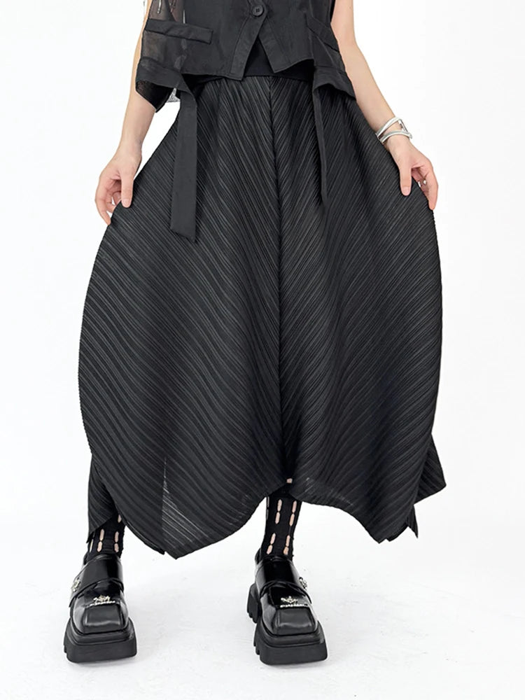High Elastic Waist Black Pleated Irregular Shaped Bud Half-body Skirt Women Fashion Tide New Spring Autumn 2025 1DJ1411