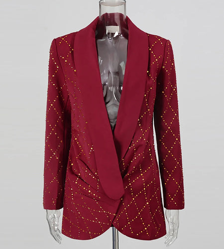 Slimming Plaid Spliced Hot Fix Fashion Blazer Dresses for Women V Neck Long Sleeves Temperament Mini Dress Female