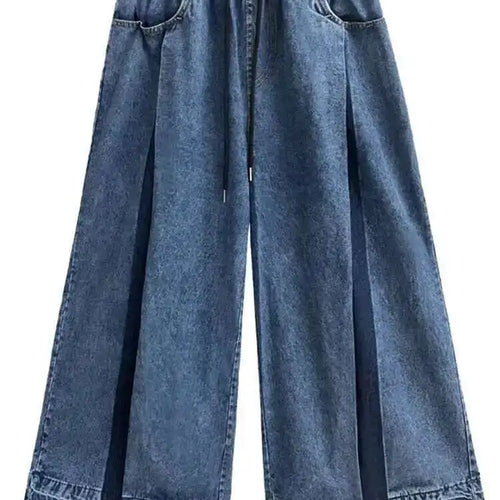 Load image into Gallery viewer, High Waist Blue Denim Pleated Long Wide Leg Jeans New Loose Women Trousers Fashion Tide Spring Autumn 2025 1DH0520
