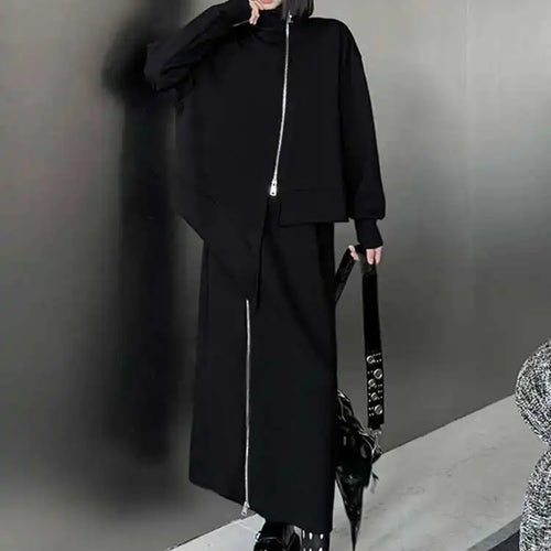 Load image into Gallery viewer, Zipper Sweatshirt Half-body Skirt Two Pieces Suit New Turtleneck Long Sleeve Women Fashion Tide Spring Autumn 2025 1DH7237
