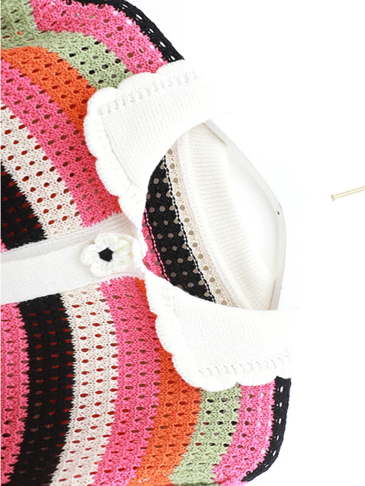 S/S Fashion Ethnic Style Handmade Sweaters Cardigan For Women High Quality Jacquard Designer V Neck Short Outwear  B-045