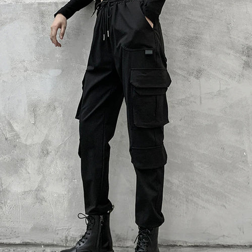 Load image into Gallery viewer, Black Pockets High Elastic Waist Long Harem Trousers New Loose Fit Pants Women Fashion Tide Spring Autumn 2025 1DD2683
