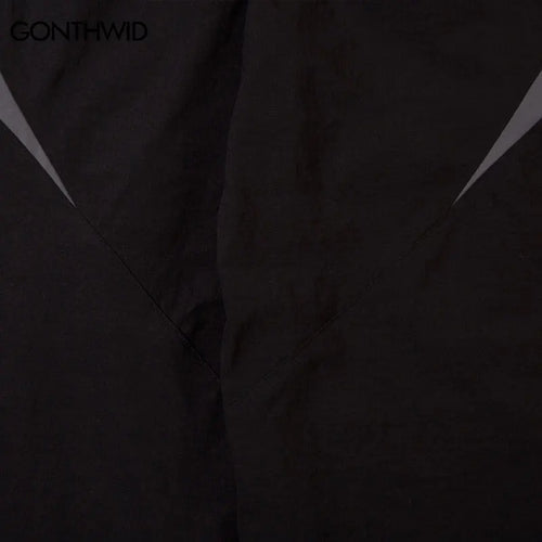 Load image into Gallery viewer, Men Vintage Black Sports Pants Y2K Vintage Patchwork Joggers Baggy Pants Hip Hop Casual Drawstring Waist Quick Drying Trousers
