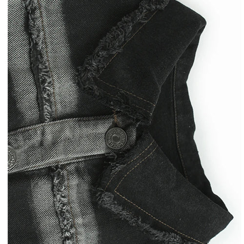 Load image into Gallery viewer, Women Black Denim Burr Mesh Spliced Big Size Vest Dress New Lapel Sleeveless Fashion Tide Spring Autumn 2025   1DJ1352
