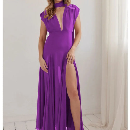 Load image into Gallery viewer, Elegant Sleeveless Bodycon Slit Party Evening Dress Women Sexy Deep V Backless Long Dress Autumn Winter Vestido 2024
