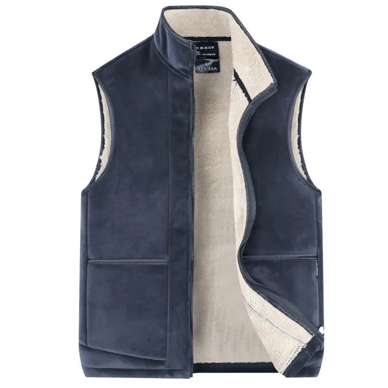 Cashmere Waistcoat Men Vest Jacket Autumn Winter Casual Sleeveless Jacket Men Warm Fleece Mens Vest Jacket Thick Men's Vest Plus