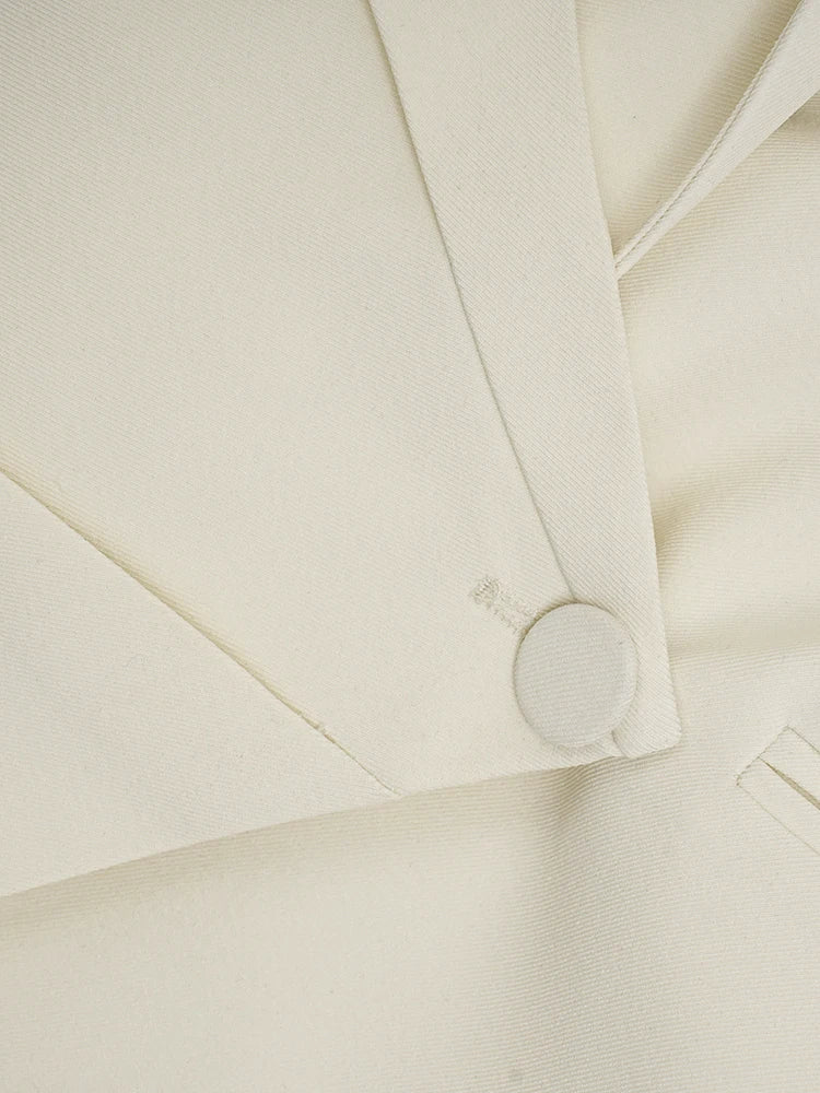 Women Beige Irregular Button Slim Elegant Blazer New Lapel Long Sleeve Jacket Fashion Tide Spring Autumn 2025 CPDB257