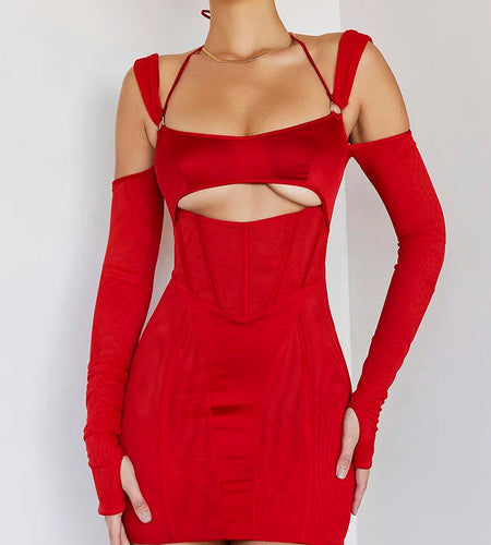 Sexy Hollow Out Backless Mini Dress For Women Elegant Spaghetti Strap Bodycon Party Short Dresses Vestido Clubwear