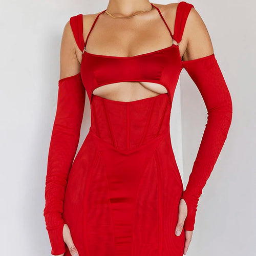 Load image into Gallery viewer, Sexy Hollow Out Backless Mini Dress For Women Elegant Spaghetti Strap Bodycon Party Short Dresses Vestido Clubwear
