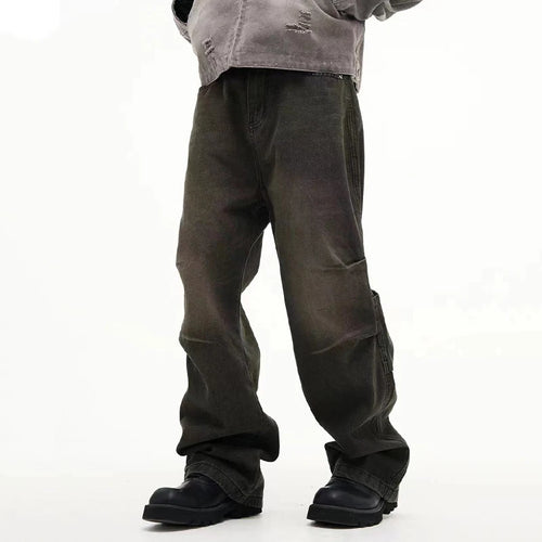 Load image into Gallery viewer, Men&#39;s Jeans New American High Street Style Vintage Silhouette Denim Pant Casual Straight Leg Micro Flared Trousers 9W1778
