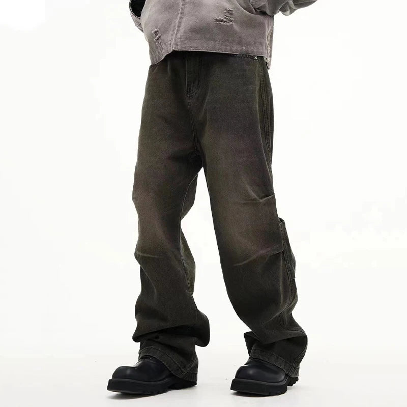 Men's Jeans New American High Street Style Vintage Silhouette Denim Pant Casual Straight Leg Micro Flared Trousers 9W1778