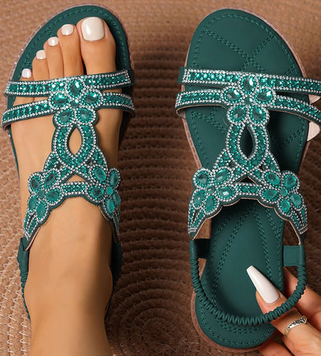 Women's Sandals Bling Bling Crystal Sandals Summer 2025 New Shoes For Women Low Heels Flat Sandalias Mujer Footwear Summer Shoes