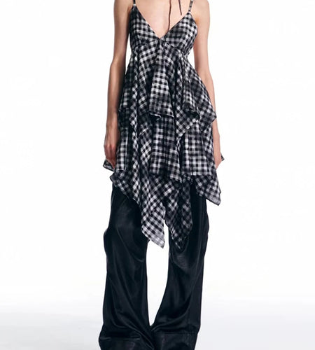 Solid Spliced Ruffles Slimming Dresses For Women Deep V Neck Sleevekess High Waist Temperament Dress Female Clothes