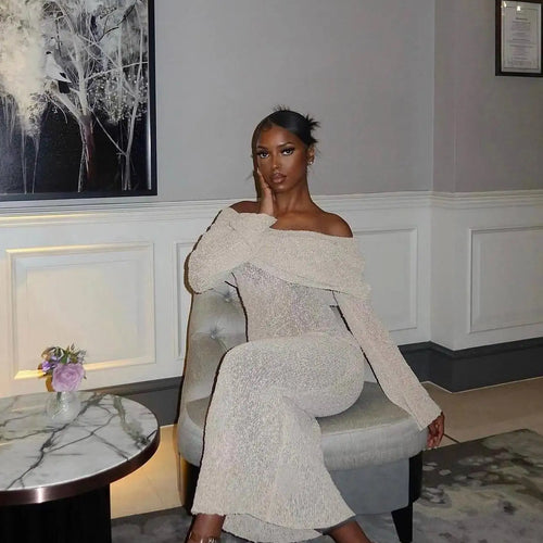 Load image into Gallery viewer, Elegant One Shoulder Bodycon Evening Long Dress For Women 2024 Autumn New Fashion Female Slim Party Club Vestido
