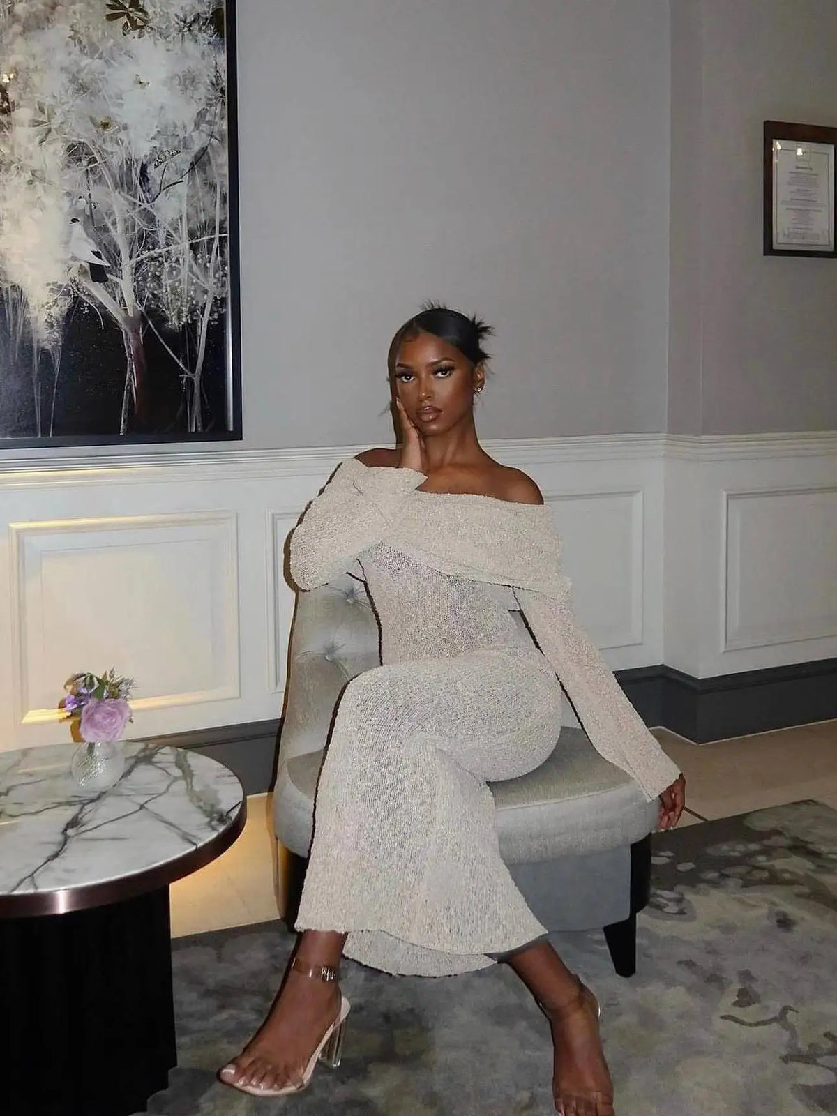 Elegant One Shoulder Bodycon Evening Long Dress For Women 2024 Autumn New Fashion Female Slim Party Club Vestido