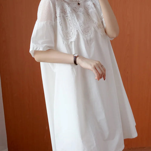 Load image into Gallery viewer, Women Black Lace Meh Perspective Big Size Mini Dress New Round Neck Short Sleeve Fashion Tide Spring Summer 2025 1DJ0336
