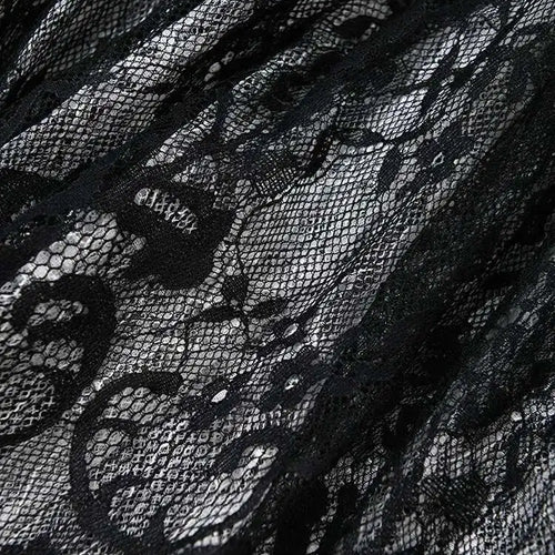 Load image into Gallery viewer, Women Black Lace Pleated Big Size Shirt Dress New Lapel Half Sleeve Loose Fit Fashion Tide Spring Summer 2025  1DF8749
