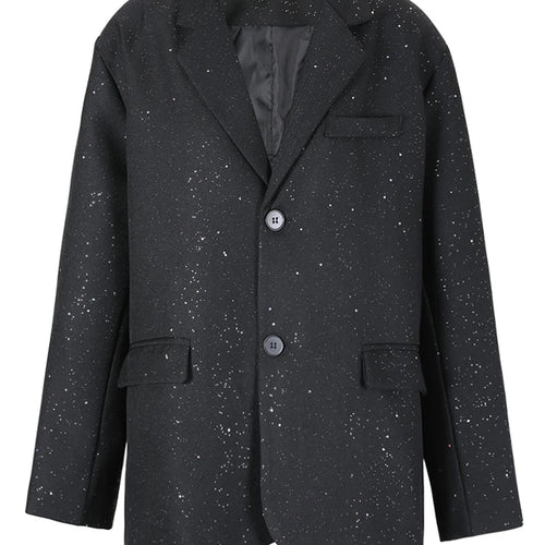 Load image into Gallery viewer, Women Black Shining Big Size Elegant Blazer New Lapel Long Sleeve Loose Fit Jacket Fashion Tide Spring Autumn 2025 CPG0664
