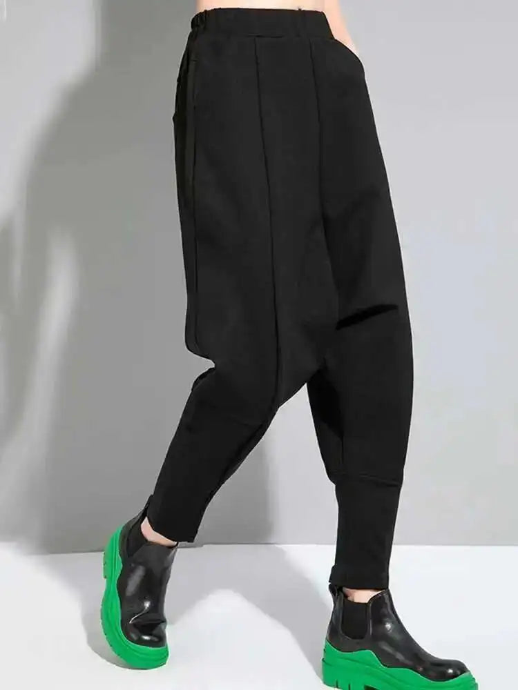 High Elastic Waist Black Brief Long Shaped Harem Pants New Loose Fit Trousers Women Fashion Spring Autumn 2025 1DF0630