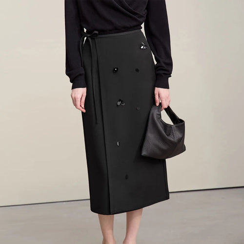 Women's Skirt 2026 Spring New Office Lady Anti-wrinkle Nail Flower Midi Skirt Elegant Versatile Women's Clothing 12621008