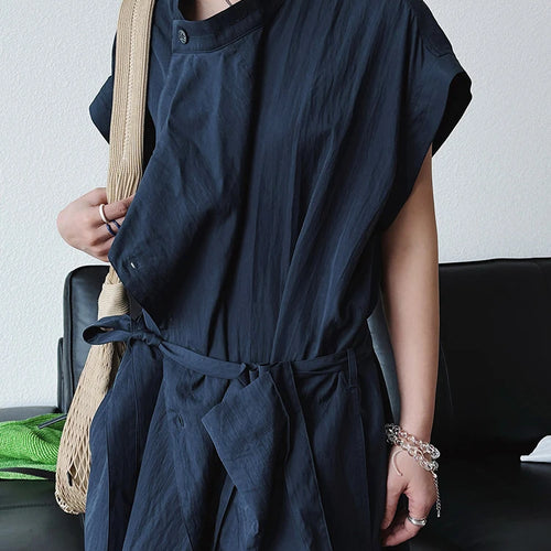 Load image into Gallery viewer, Women  Beige Ruffles Big Size Elelgant Long Dress New Stand Collar Short Sleeve Fashion Tide Spring Summer 2025 1DJ1406
