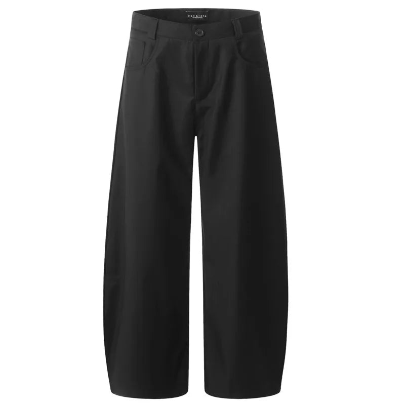 Trendy Men's Casual Pants Loose Fit Simple Solid Color Male Wide Leg Trousers American Style Men Bottoms Tide 9W1370