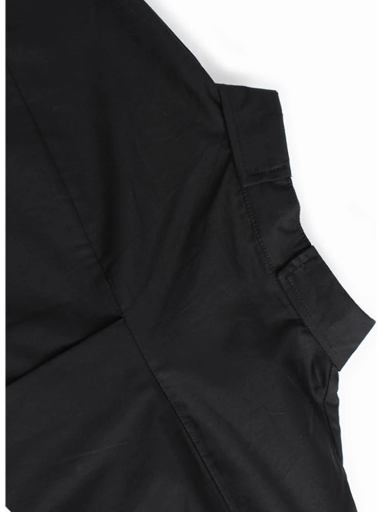 Women White Pleated Irregular Big Size Blouse New Lapel Three-quarter Sleeve Shirt Fashion Tide Spring Autumn 2025 1DH9796