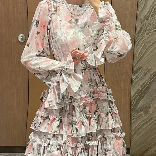 Load image into Gallery viewer, Hit Color Spliced Lace Up Slimming Dresses For Womne O Neck Long Sleeve High Waist Temperament Dress Female Fashion
