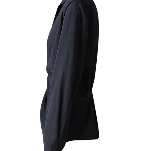 Load image into Gallery viewer, Women Balck Irregular Knot Big Size Elegant Blouse New Lapel Long Sleeve Shirt Fashion Tide Spring Autumn 2025 CPG3249
