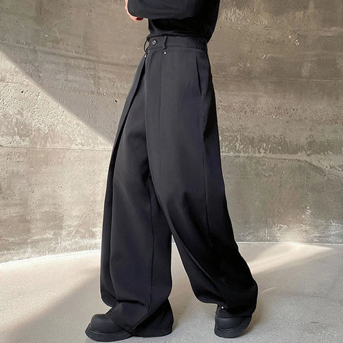 Load image into Gallery viewer, Three-dimensional Cut Multi-piece Design Wide Leg Straight Trousers Personality Riveted Korean Casual Pants 9C4521
