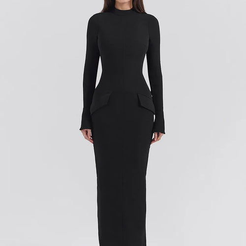 Load image into Gallery viewer, Elegant Long Sleeve Elastic Tight Party Evening Dress Women 2025 Autumn/Winter Fashion Vestidos New Slim Female Clothing
