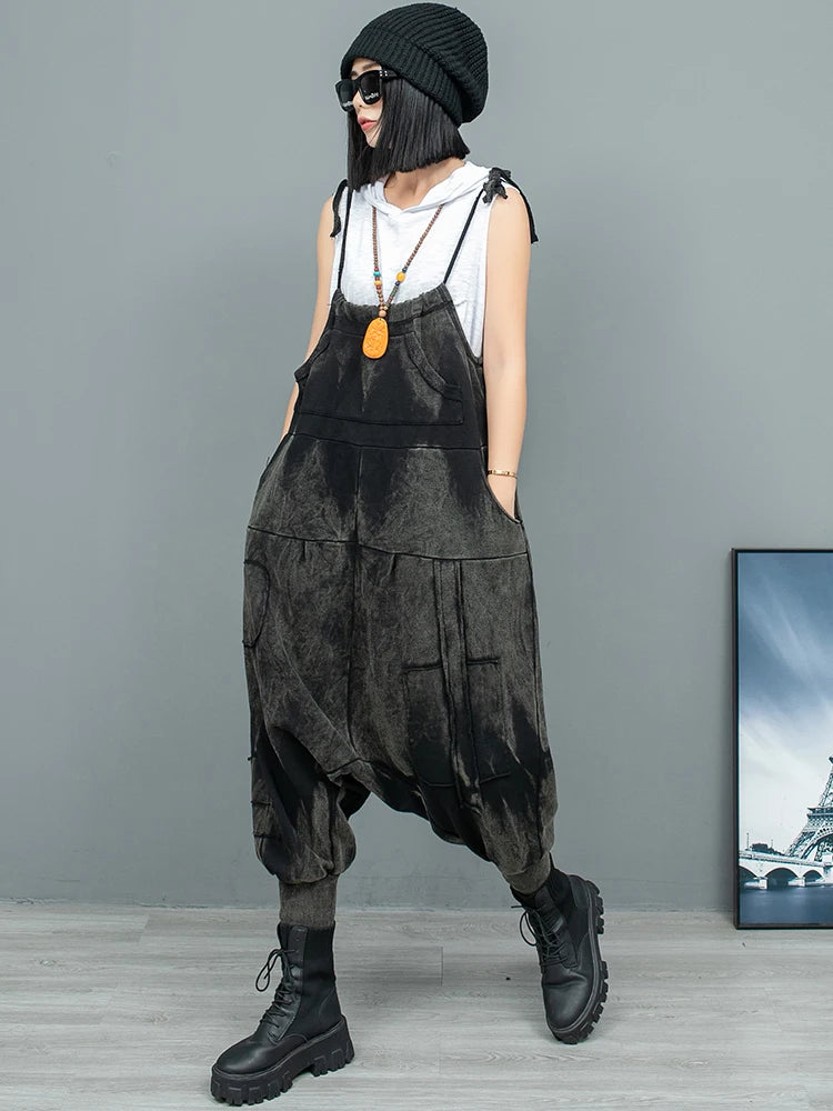 High Waist Black Vintage Big Size Long Casual Overalls Jeans New Women Trousers Fashion Tide Spring Autumn 2025 1DH9547