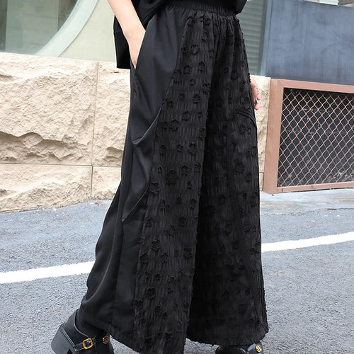 Load image into Gallery viewer, High Elastic Waist Black Jacquard Ribbon Long Wide Leg Pants New Trousers Women Fashion Tide Spring Autumn 2025 1DJ0569
