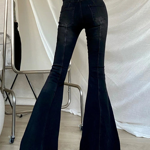 Load image into Gallery viewer, Vintage Casual Flare Jeans High Waist Full Length Patchwork Folds Slimming Temperament Pant Female Fashion Clothing
