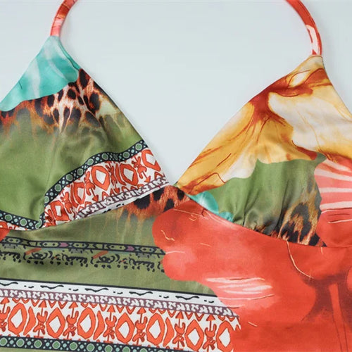 Load image into Gallery viewer, Leopard Print Sexy 2 Piece Sets Women Summer Fashion Lace-up Halter Crop Tops And Maxi Skirt Female Party Two Piece Set
