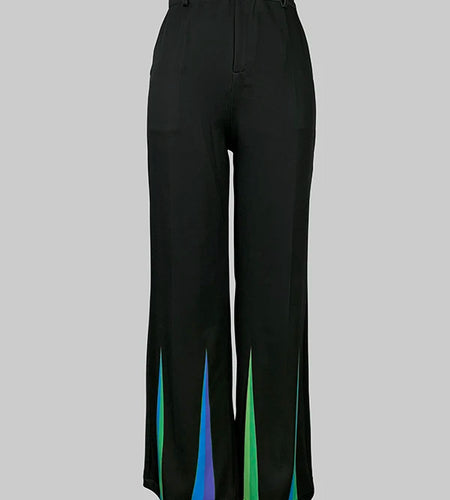 Women Business Pants Printed Straight Leg Pants 2025 Spring Summer Pockets Loose High Waisted Casual Trousers Bottoms