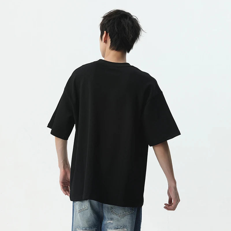 Male T-shirt 2024 New Loose Casual Short Sleeve Top Summer Round Neck Constrasting Color Letter Men's Clothing Trend 9C5421