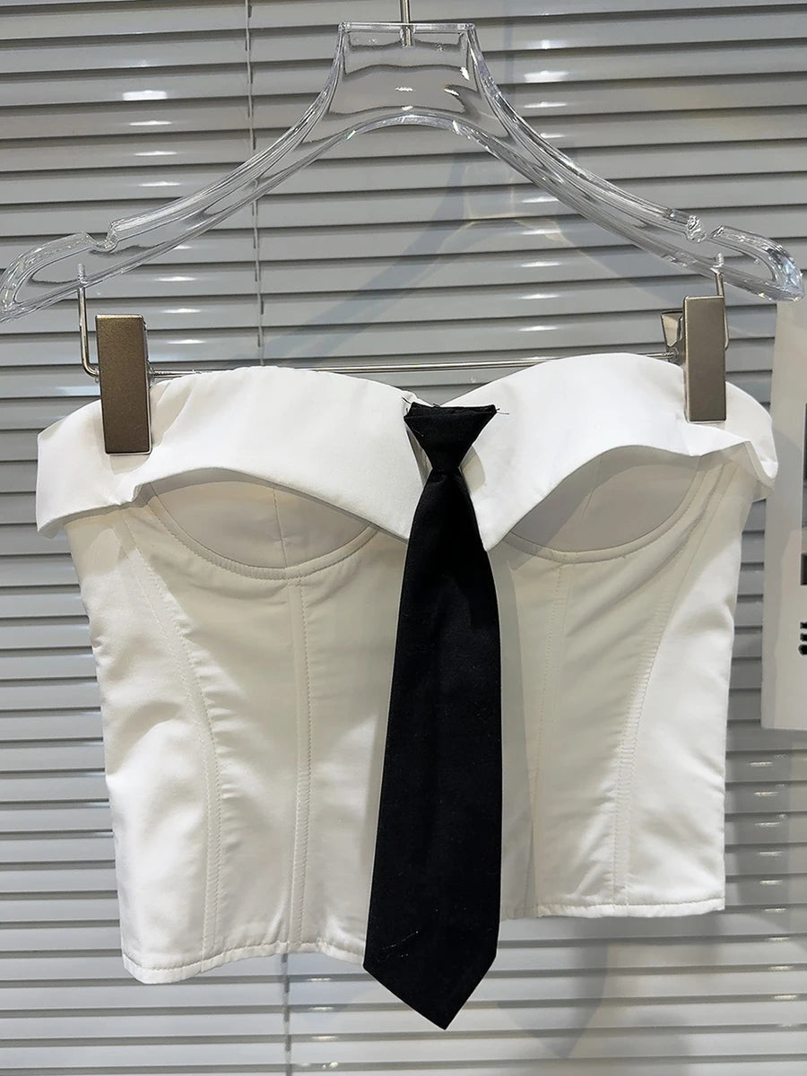 Hit Color Slimming Minimalist Vests For Women Strapless Sleeveless Tunic Temperament Vest Female Fashion Style New