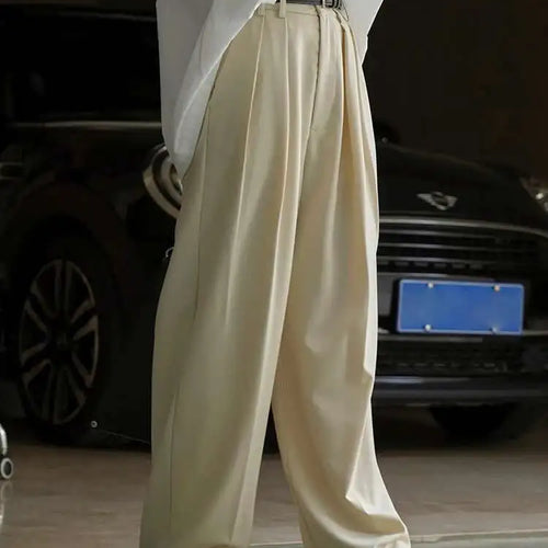 Load image into Gallery viewer, High Waist Apricot Pleated Brief Long Wide Leg Elegant Pants New Trousers Women Fashion Tide Spring Autumn 2025 1DH5260
